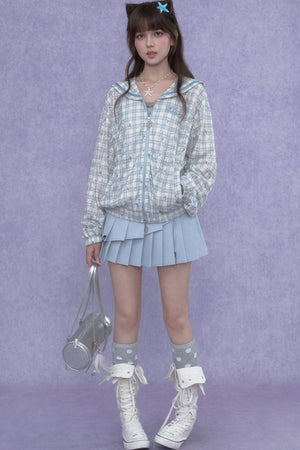 Blue Sailor Collar Sun Jacket