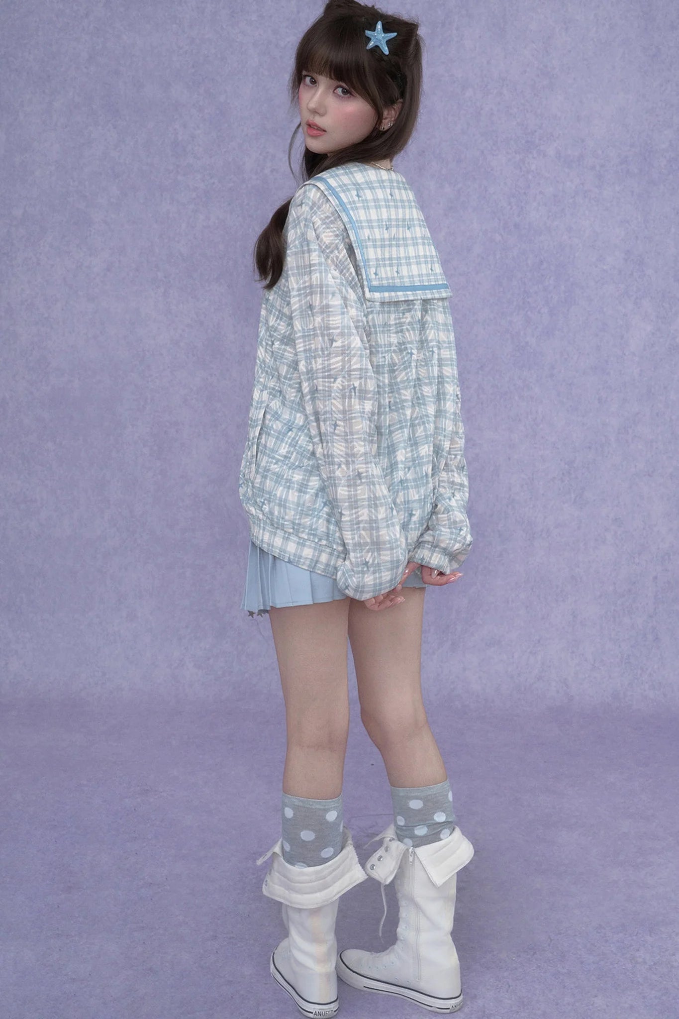 Blue Sailor Collar Sun Jacket