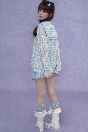 Blue Sailor Collar Sun Jacket