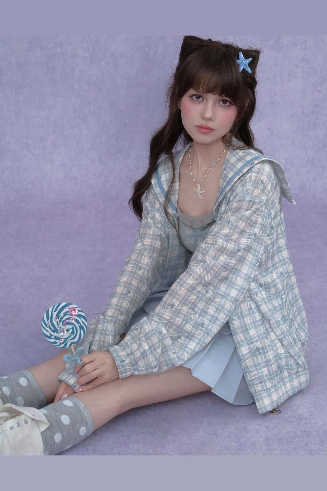 Blue Sailor Collar Sun Jacket