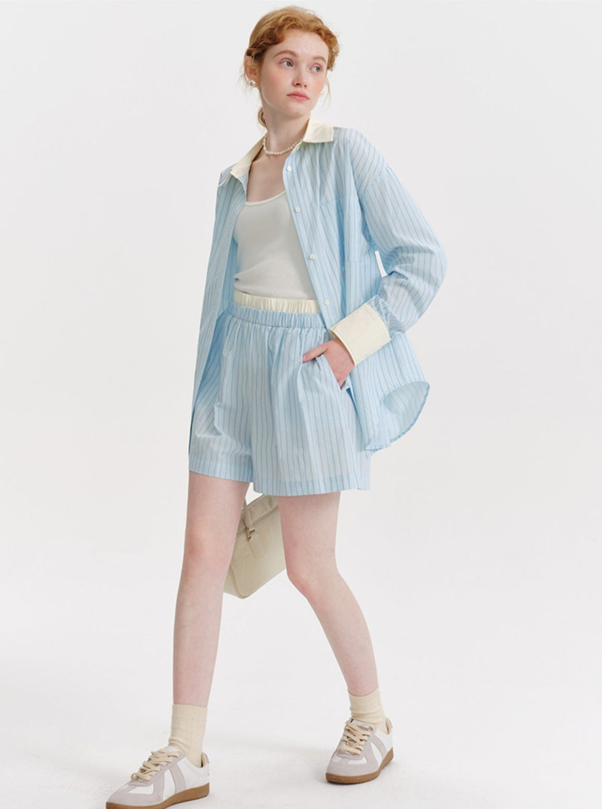 Blue Shirt Casual Shorts Set-Up