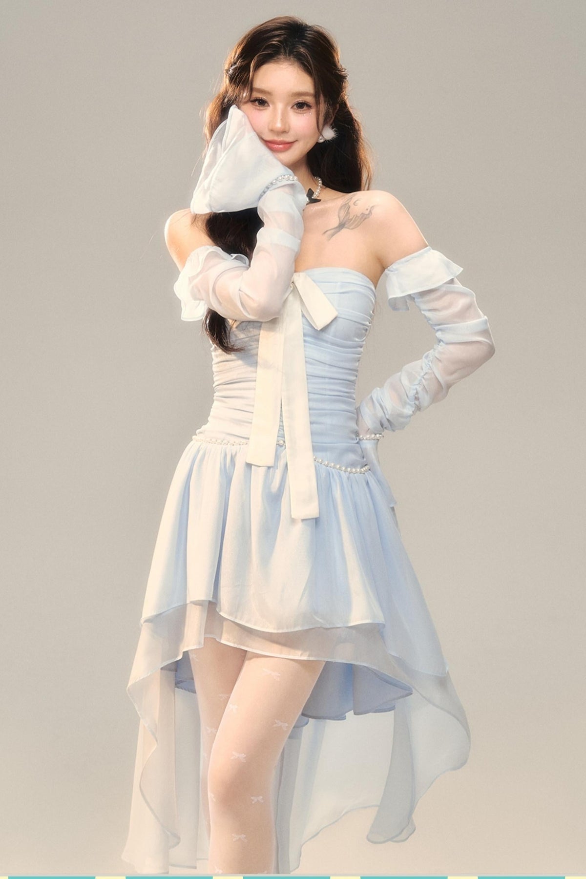 Blue Slim Bow Dress