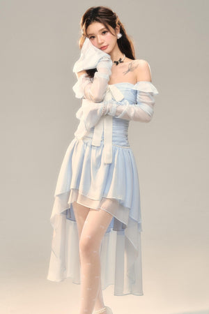 Blue Slim Bow Dress