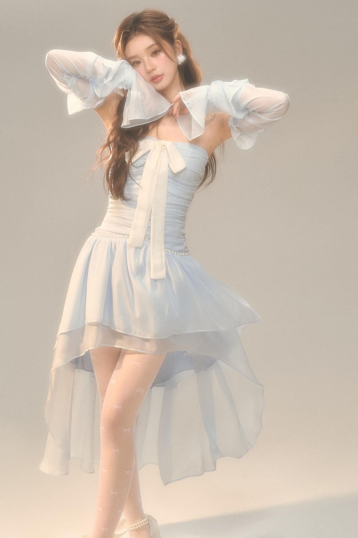 Blue Slim Bow Dress