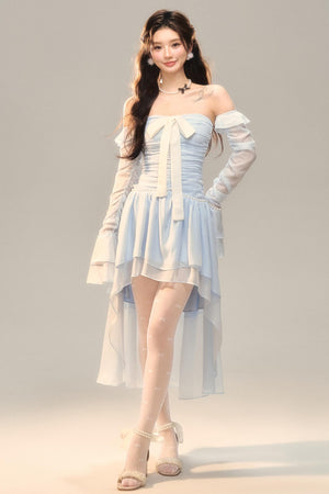 Blue Slim Bow Dress