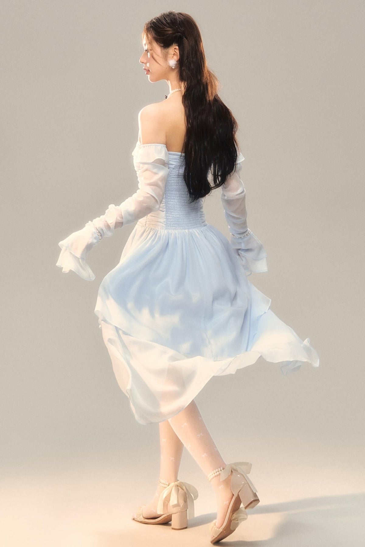 Blue Slim Bow Dress