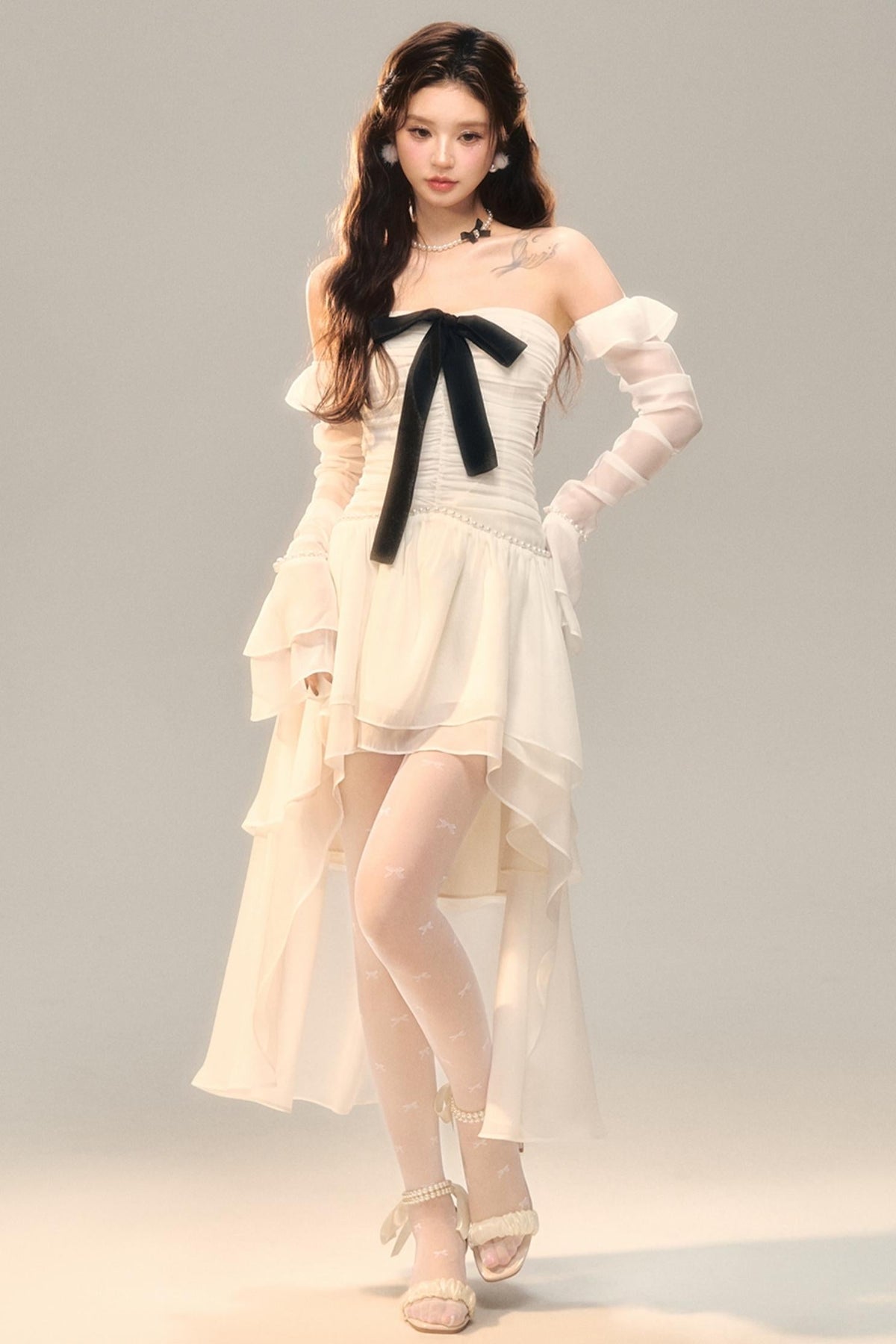 Blue Slim Bow Dress