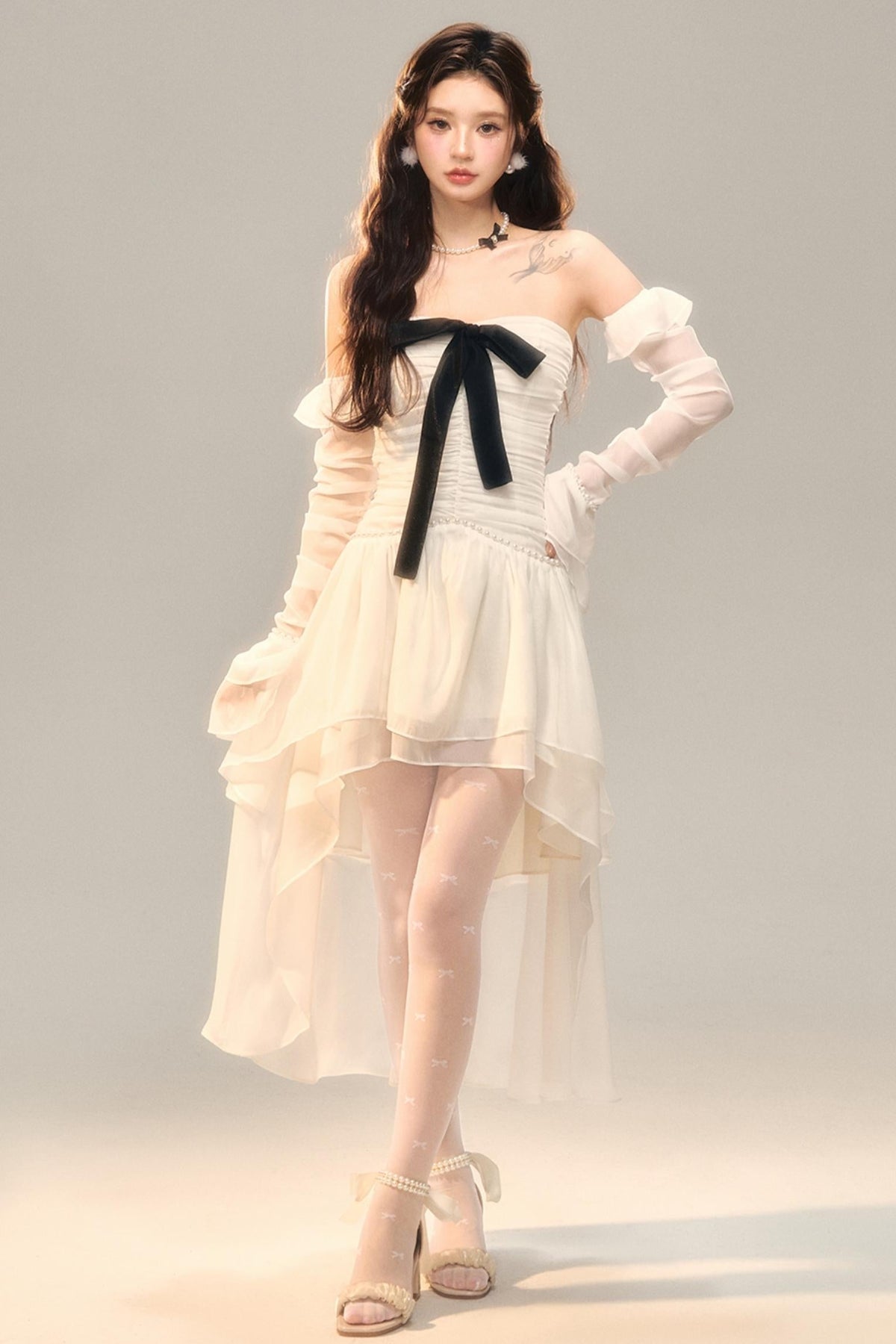 Blue Slim Bow Dress