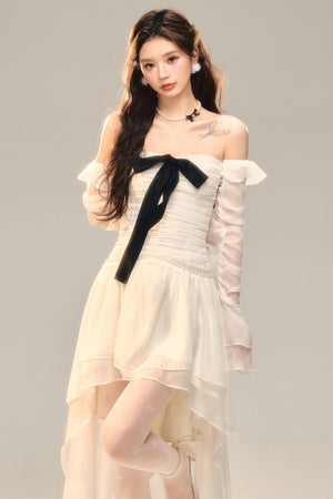 Blue Slim Bow Dress