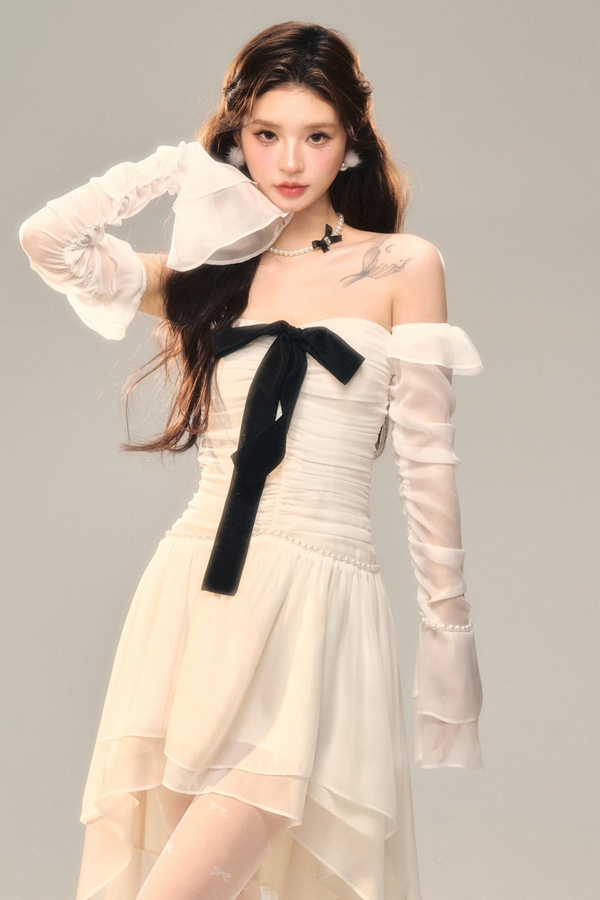 Blue Slim Bow Dress
