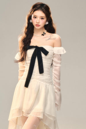 Blue Slim Bow Dress