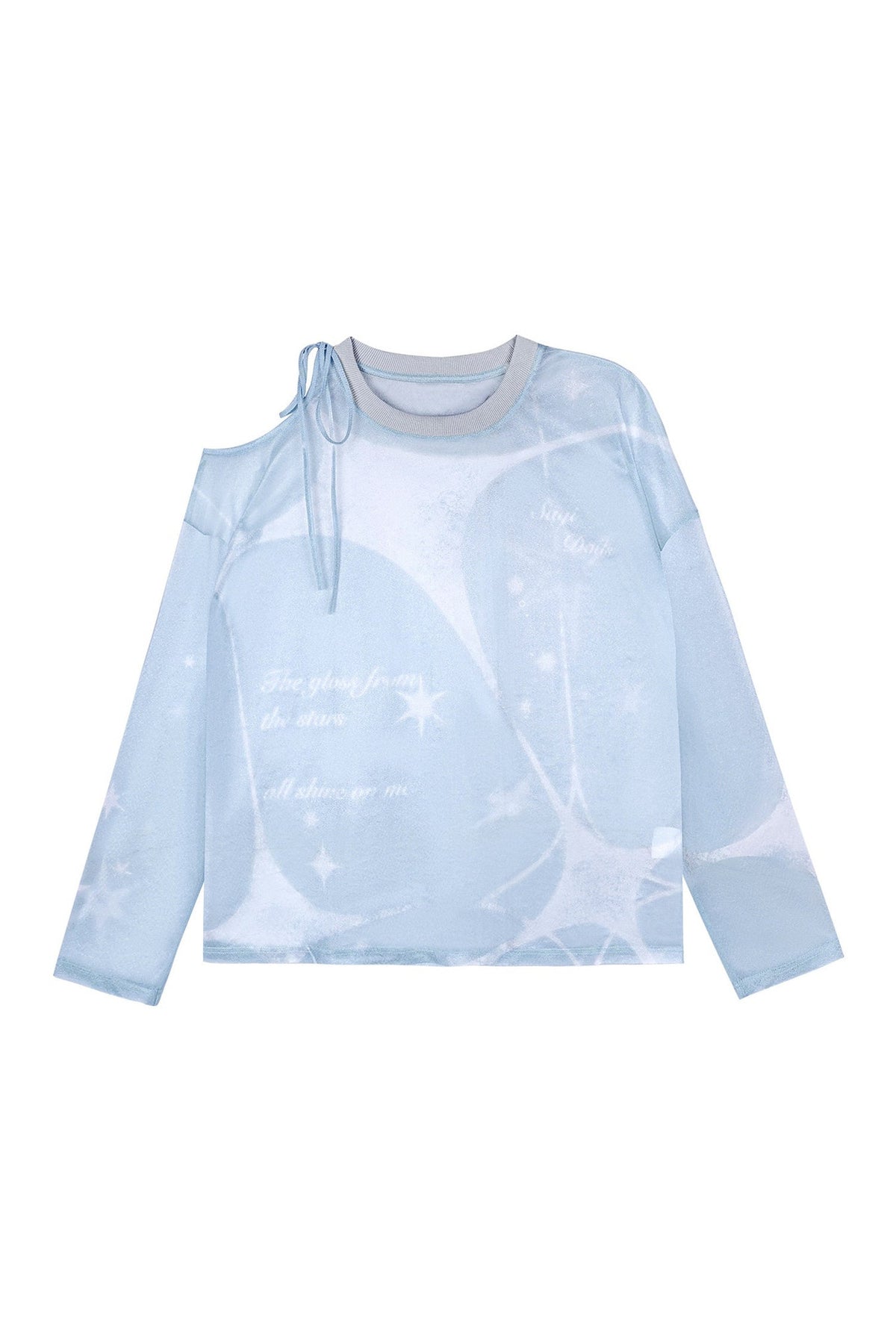 Blue Sparkling Mesh Sweatshirt Style Top