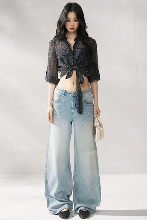 Blue Straight-Leg Denim Pants