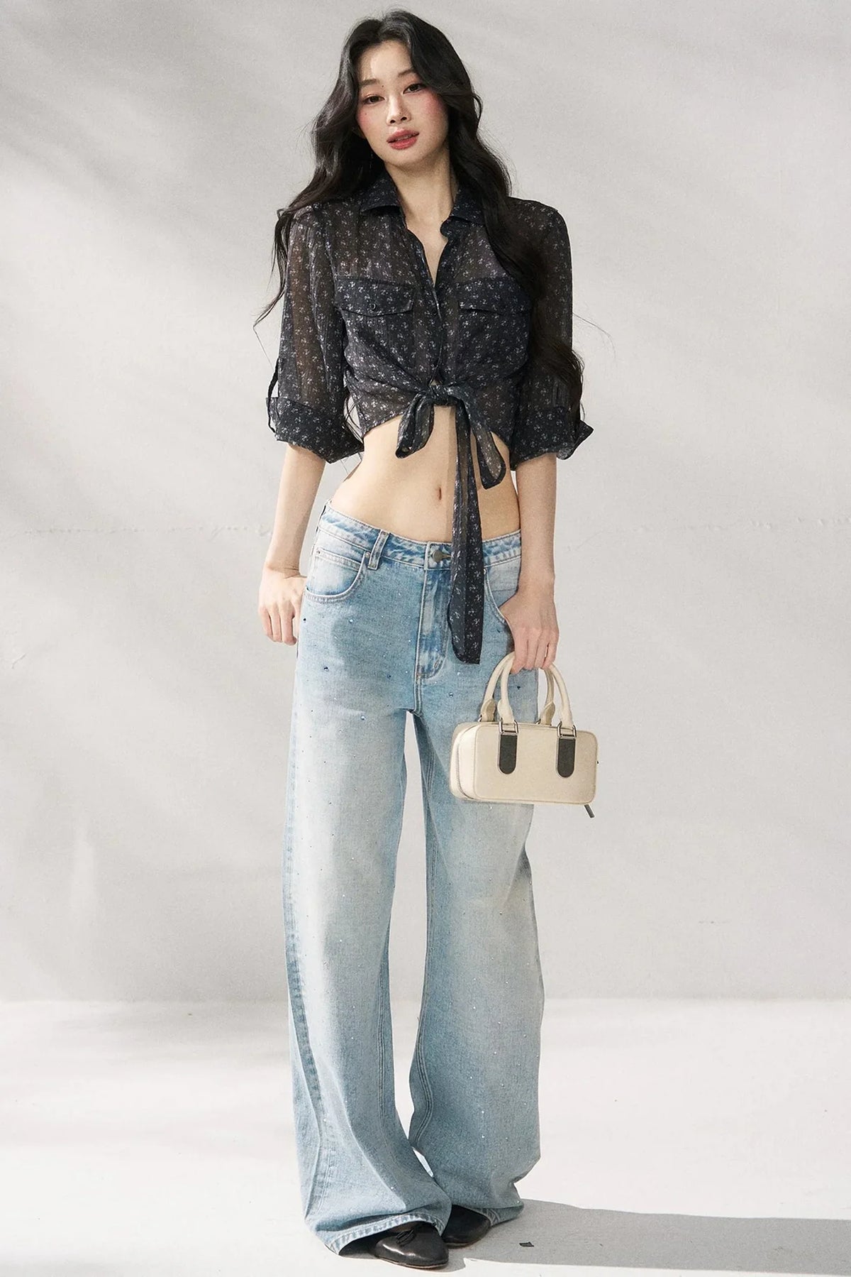 Blue Straight-Leg Denim Pants
