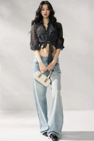 Blue Straight-Leg Denim Pants