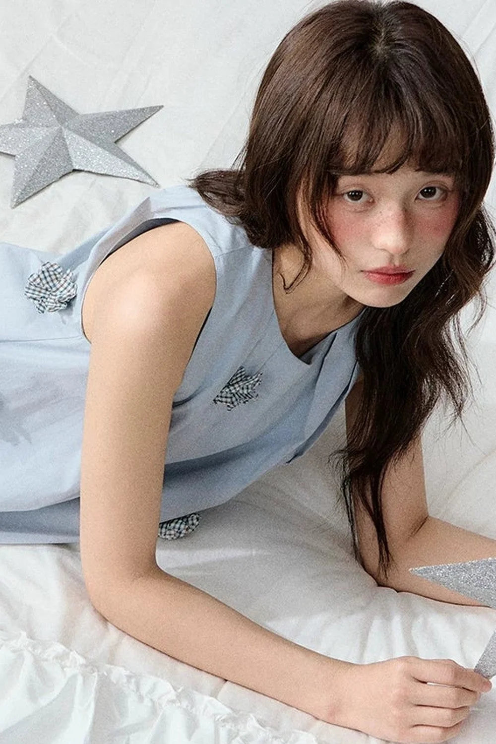 Blue Three-Dimensional Floral Dress