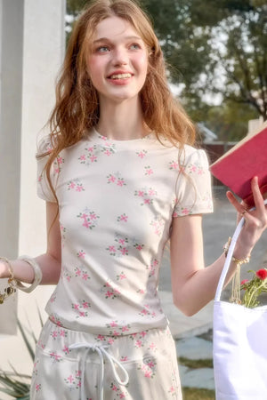 Blue Velvet Floral Cardigan Set-Up