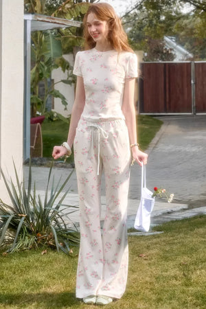 Blue Velvet Floral Cardigan Set-Up