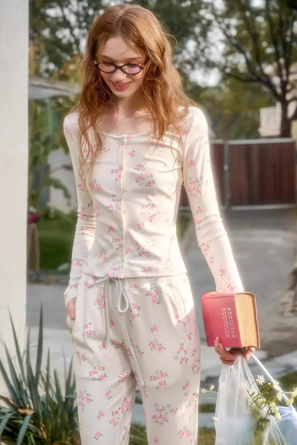 Blue Velvet Floral Cardigan Set-Up