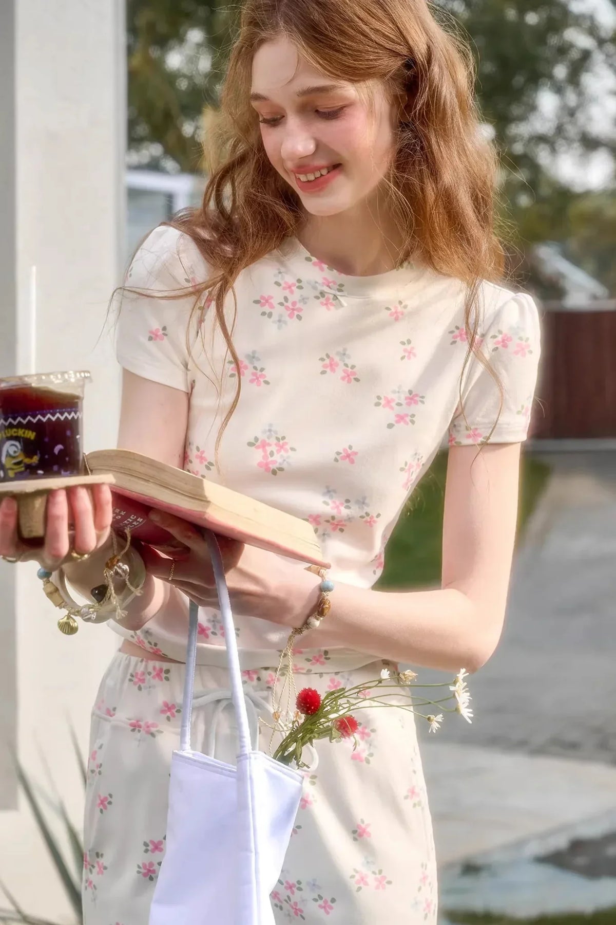 Blue Velvet Floral Cardigan Set-Up