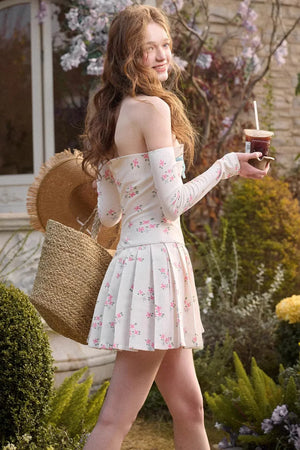 Blue Velvet Floral Ribbon Dress