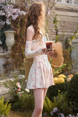 Blue Velvet Floral Ribbon Dress