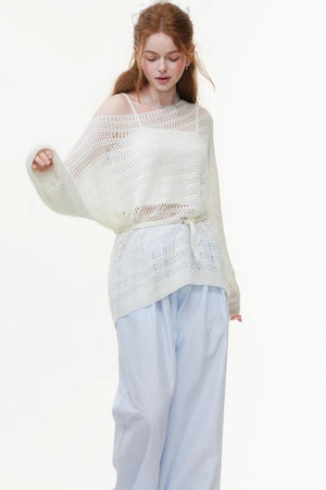 Blue & White Plaid High-Waisted Wide-Leg Pants