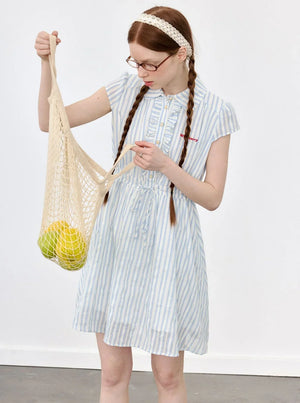 Blue White Plaid Preppy Dress