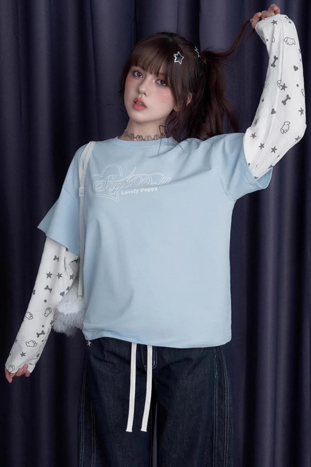 Blue & White Splice T-Shirt