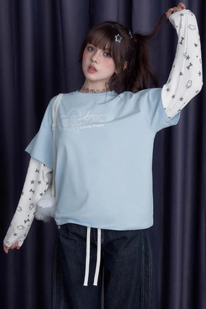 Blue & White Splice T-Shirt