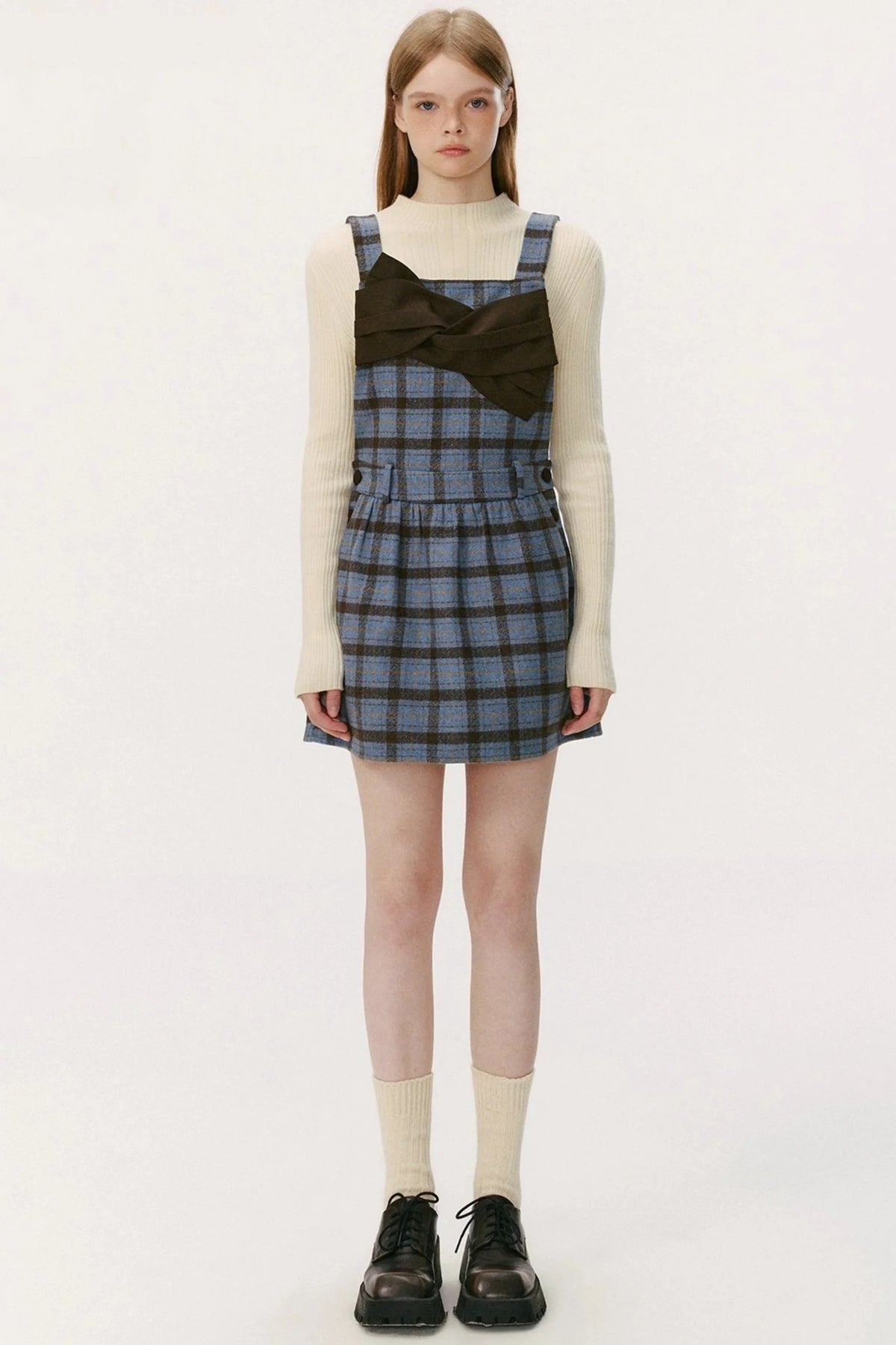 Blueberry Wool-Blend A-Line Short Dress