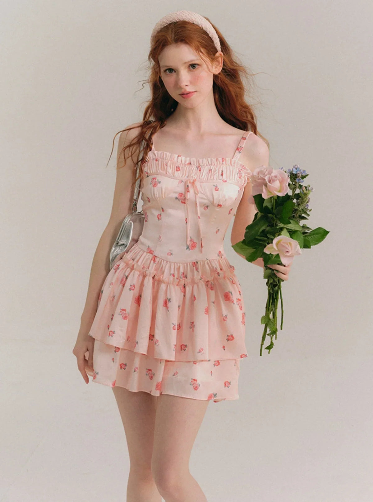 Blush Satin Suspender Dress