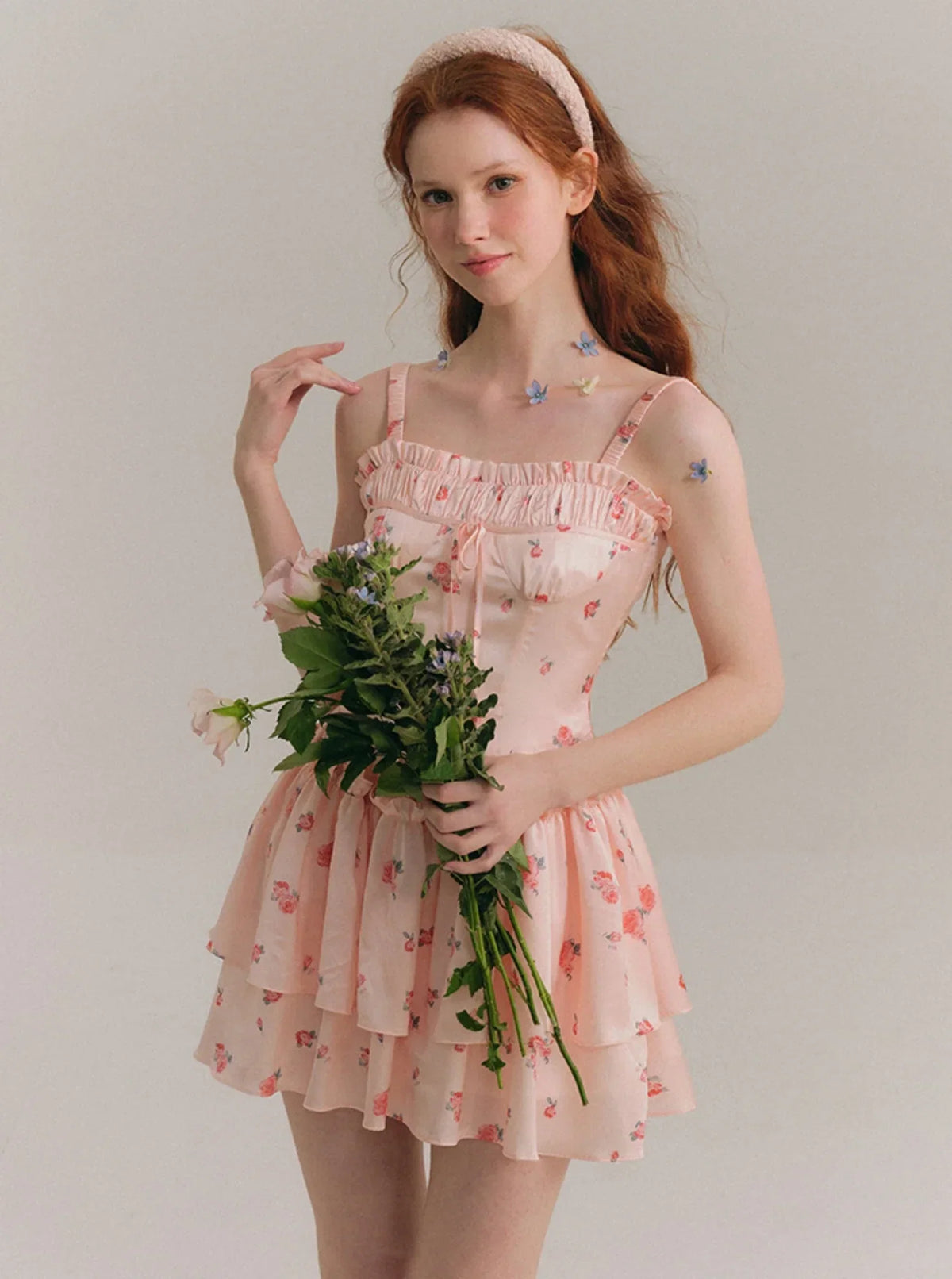 Blush Satin Suspender Dress
