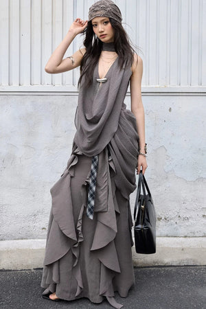 Bohemian Distressed Ruffled Skirt