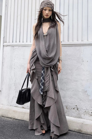 Bohemian Pleated Draped Vest