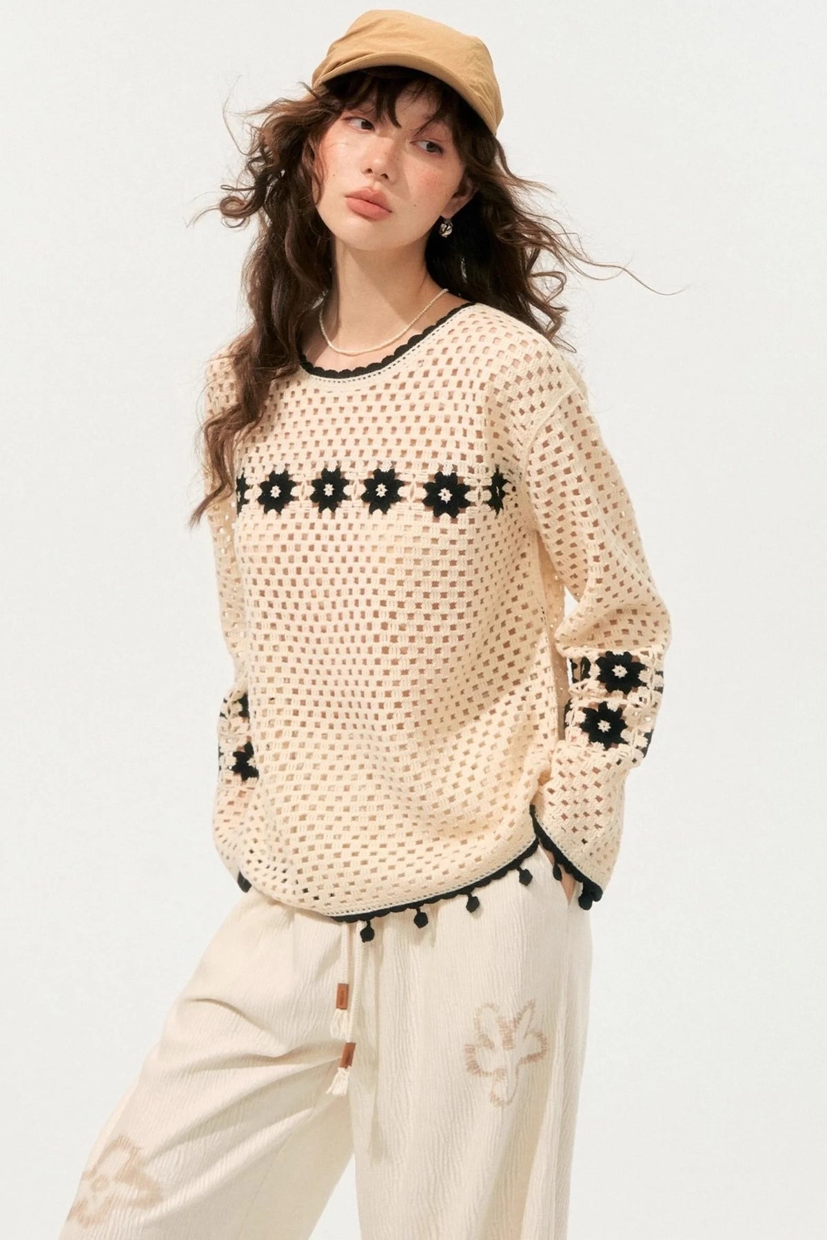 Boho Cut-Out Sweater Top