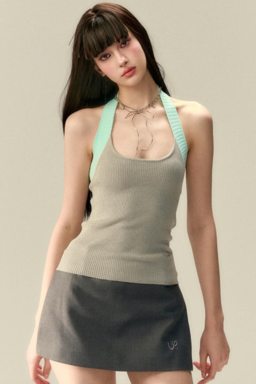 Bold Collar Contrast Cardigan Set-Up