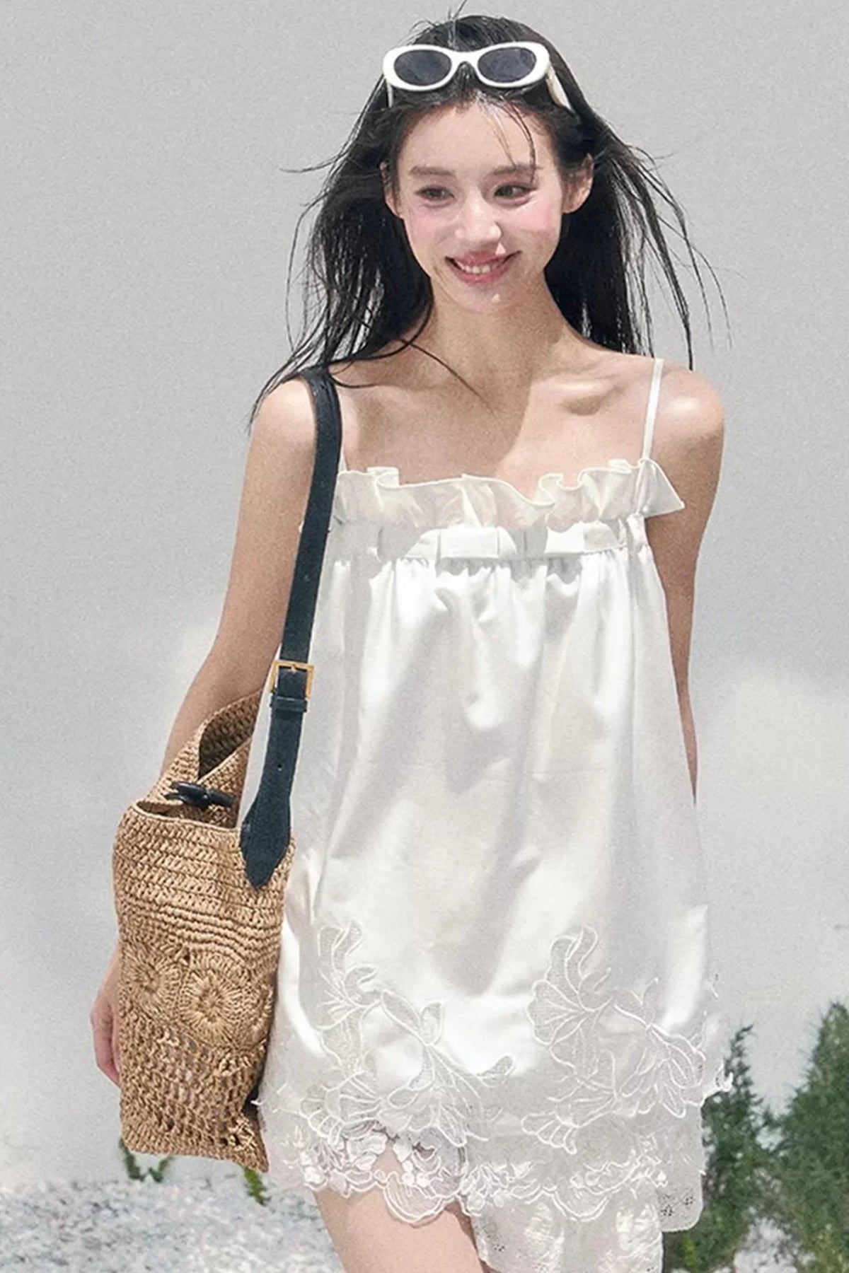 Bouquet-Like Lace Babydoll Top