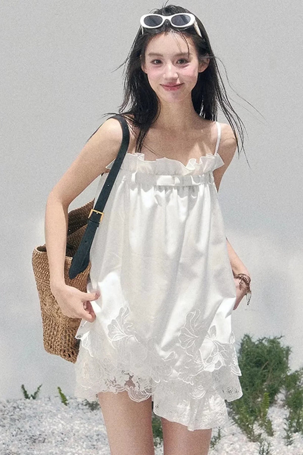 Bouquet-Like Lace Babydoll Top