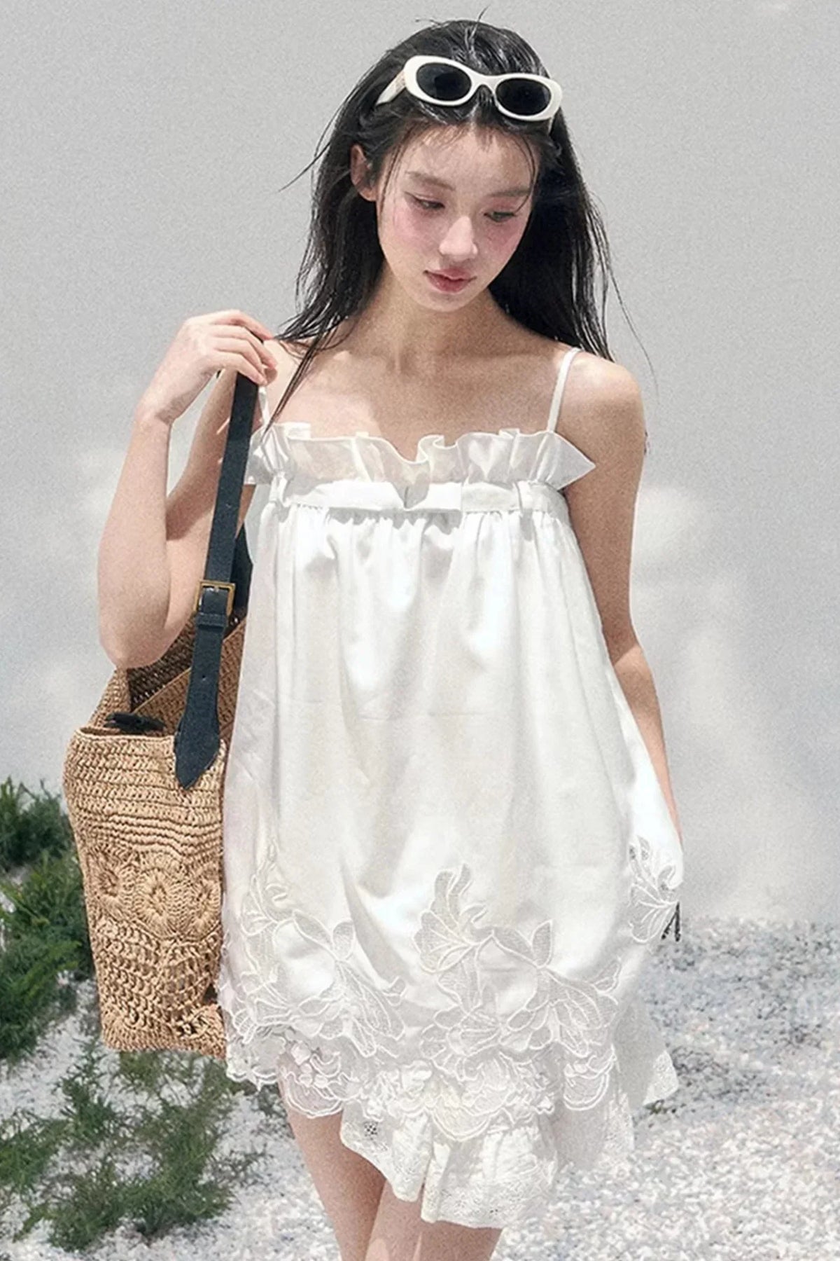Bouquet-Like Lace Babydoll Top