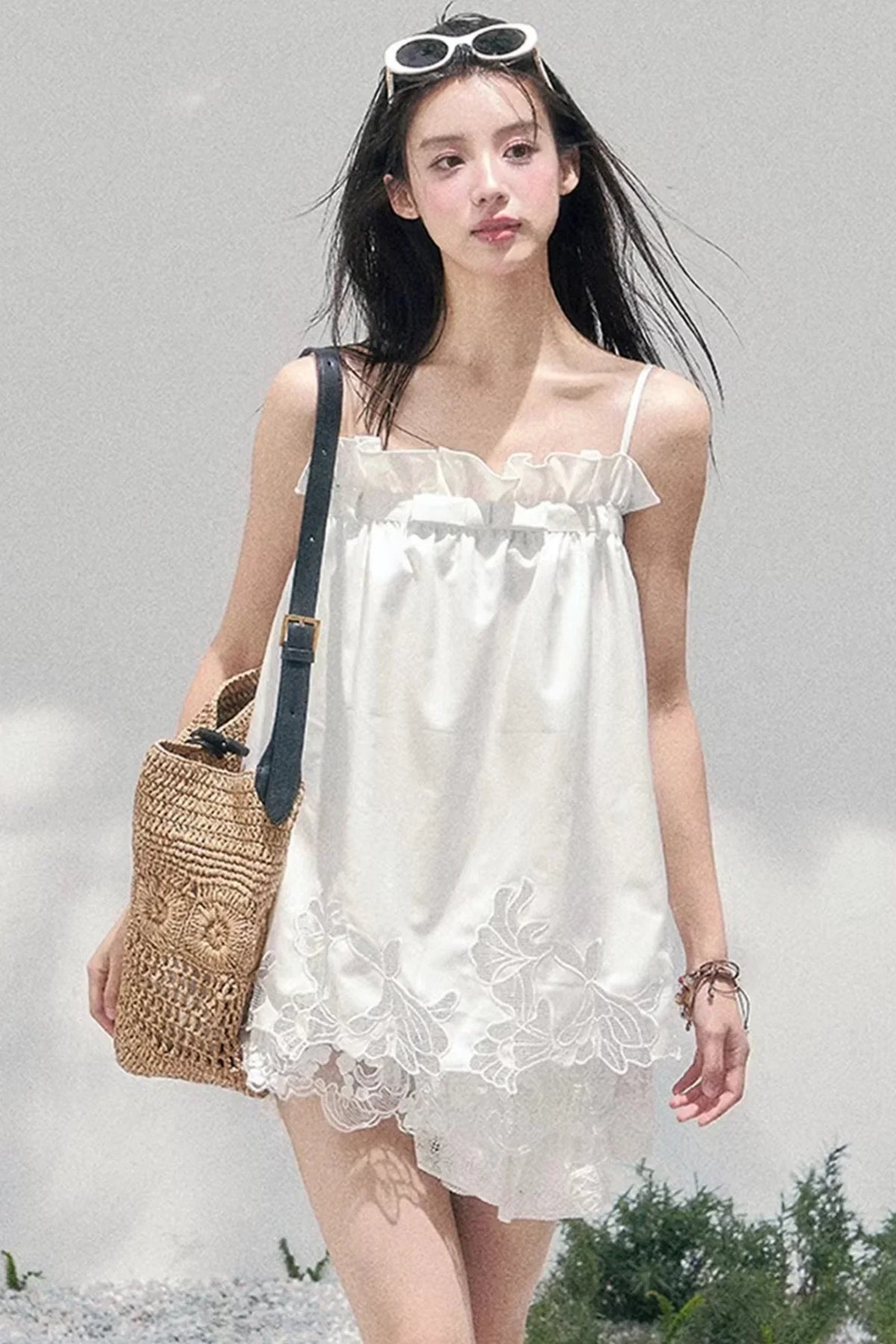 Bouquet-Like Lace Babydoll Top