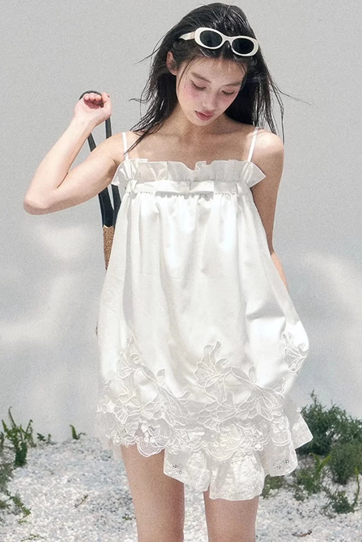 Bouquet-Like Lace Babydoll Top