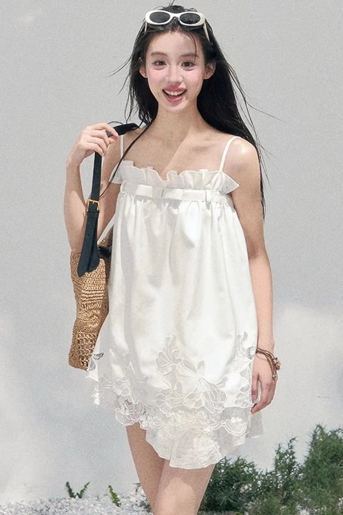 Bouquet-Like Lace Babydoll Top