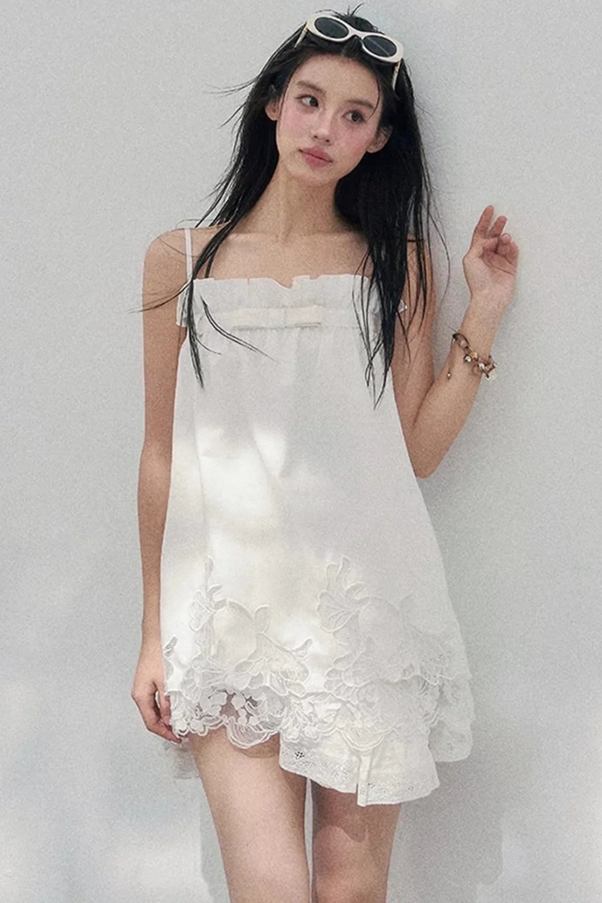 Bouquet-Like Lace Babydoll Top