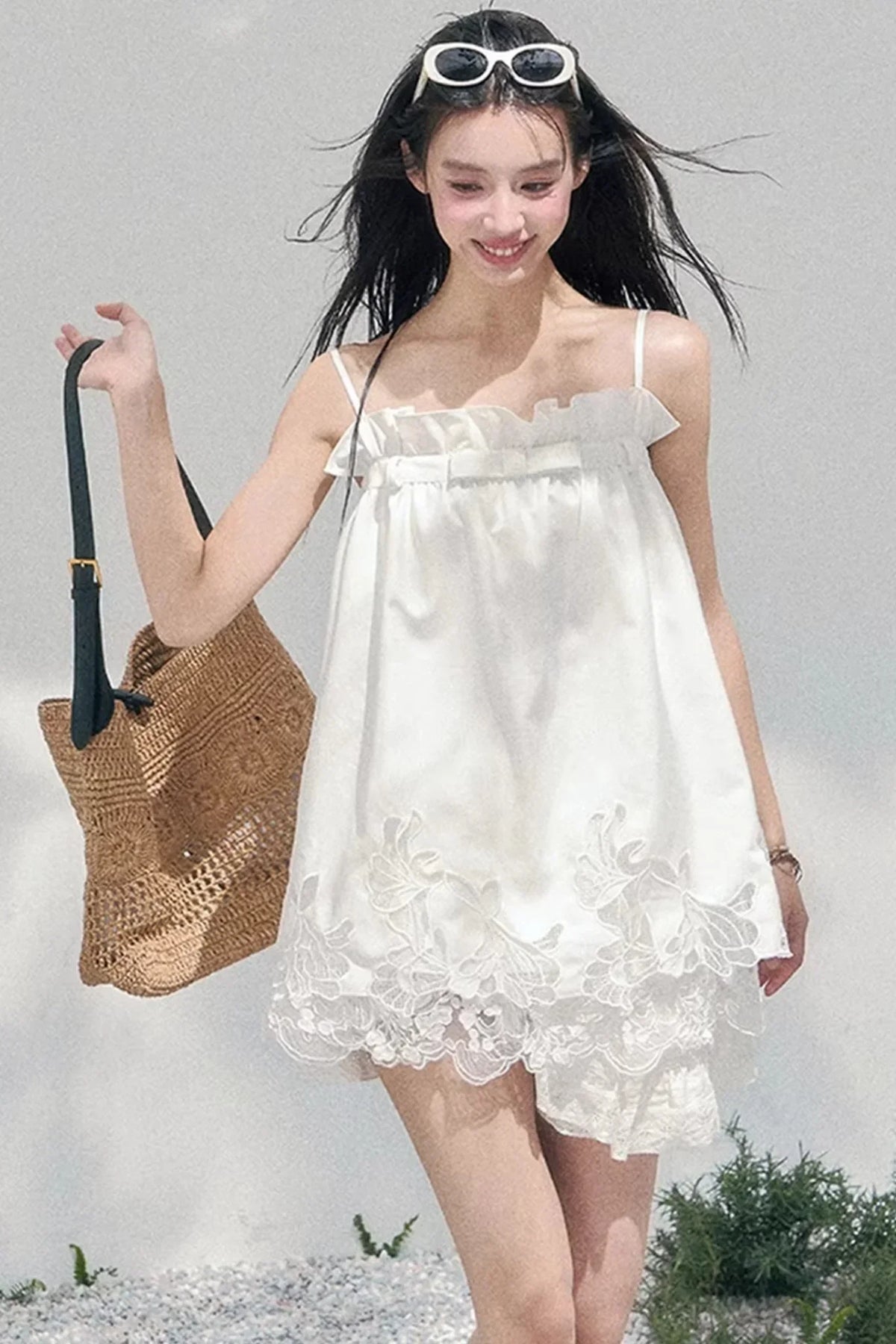 Bouquet-Like Lace Babydoll Top