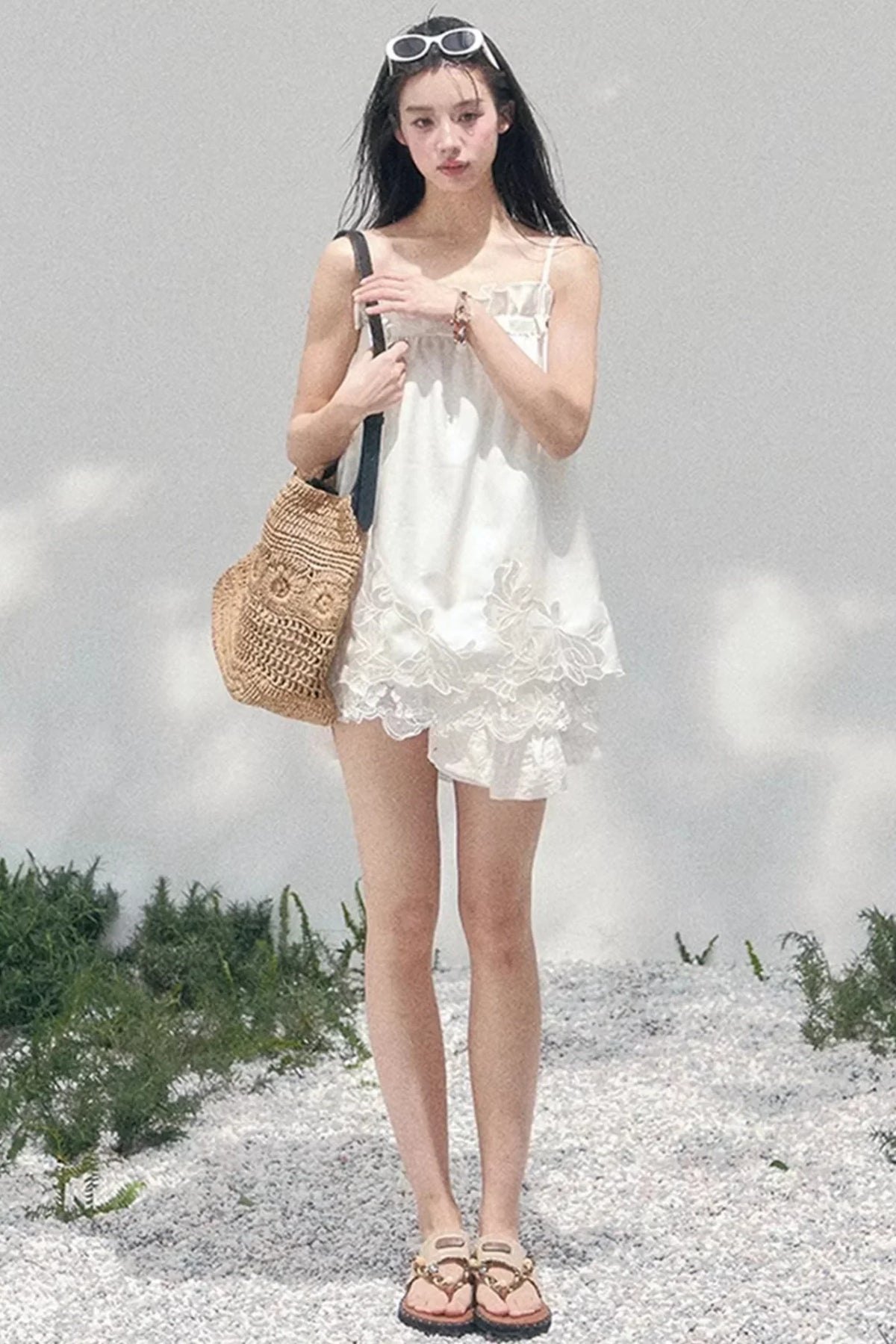 Bouquet-Like Lace Babydoll Top
