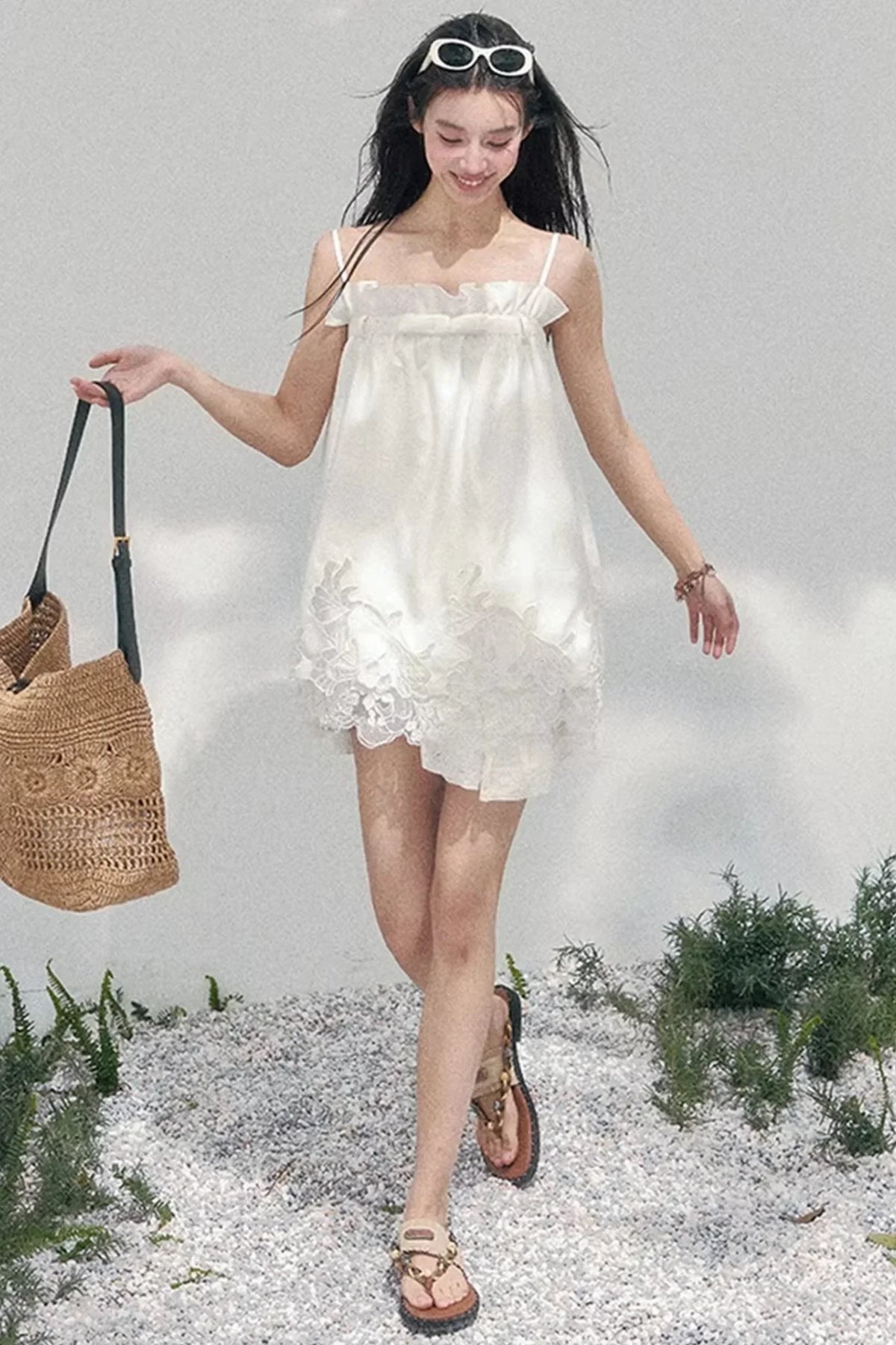 Bouquet-Like Lace Babydoll Top