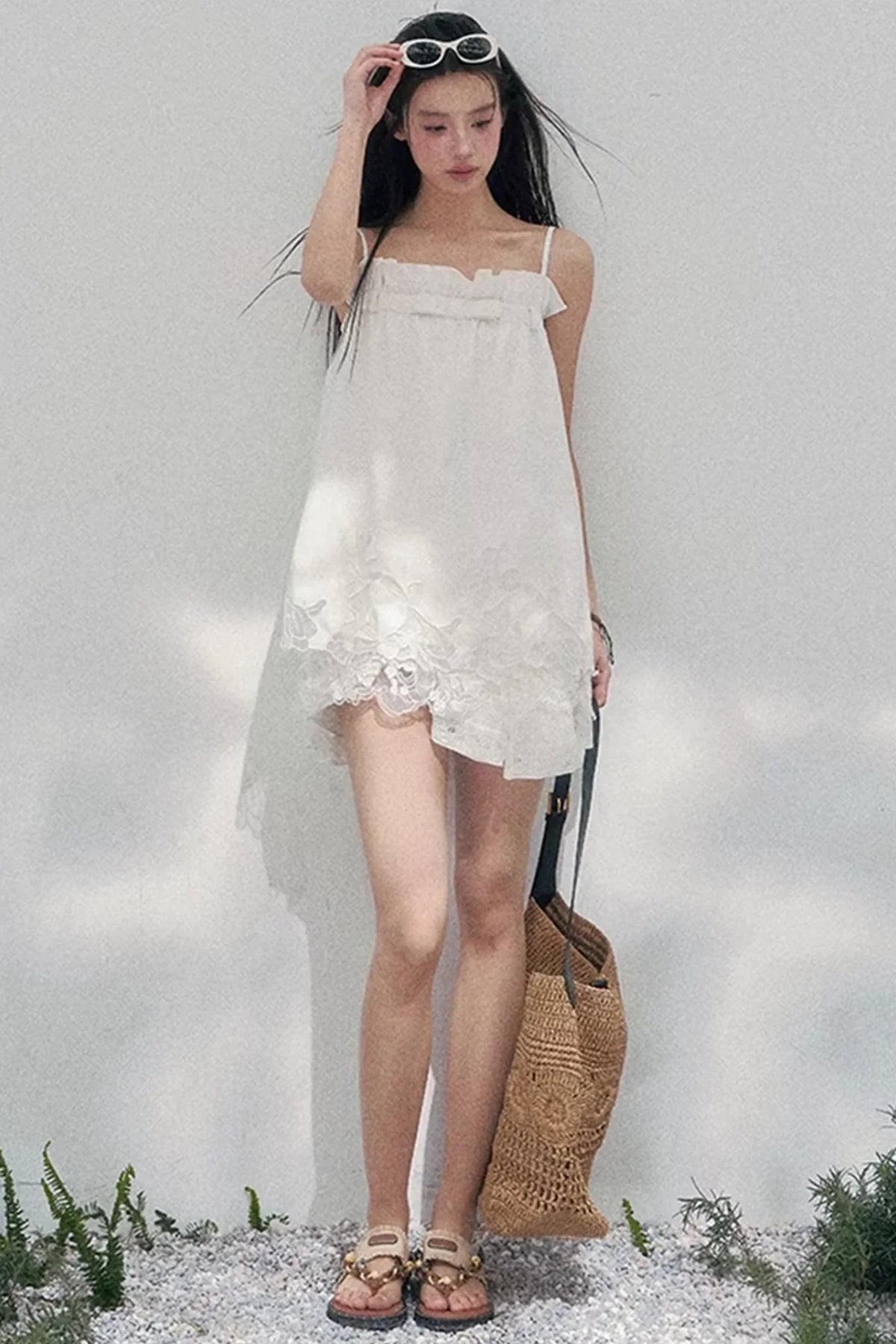 Bouquet-Like Lace Babydoll Top
