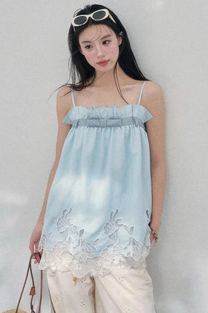 Bouquet-Like Lace Babydoll Top