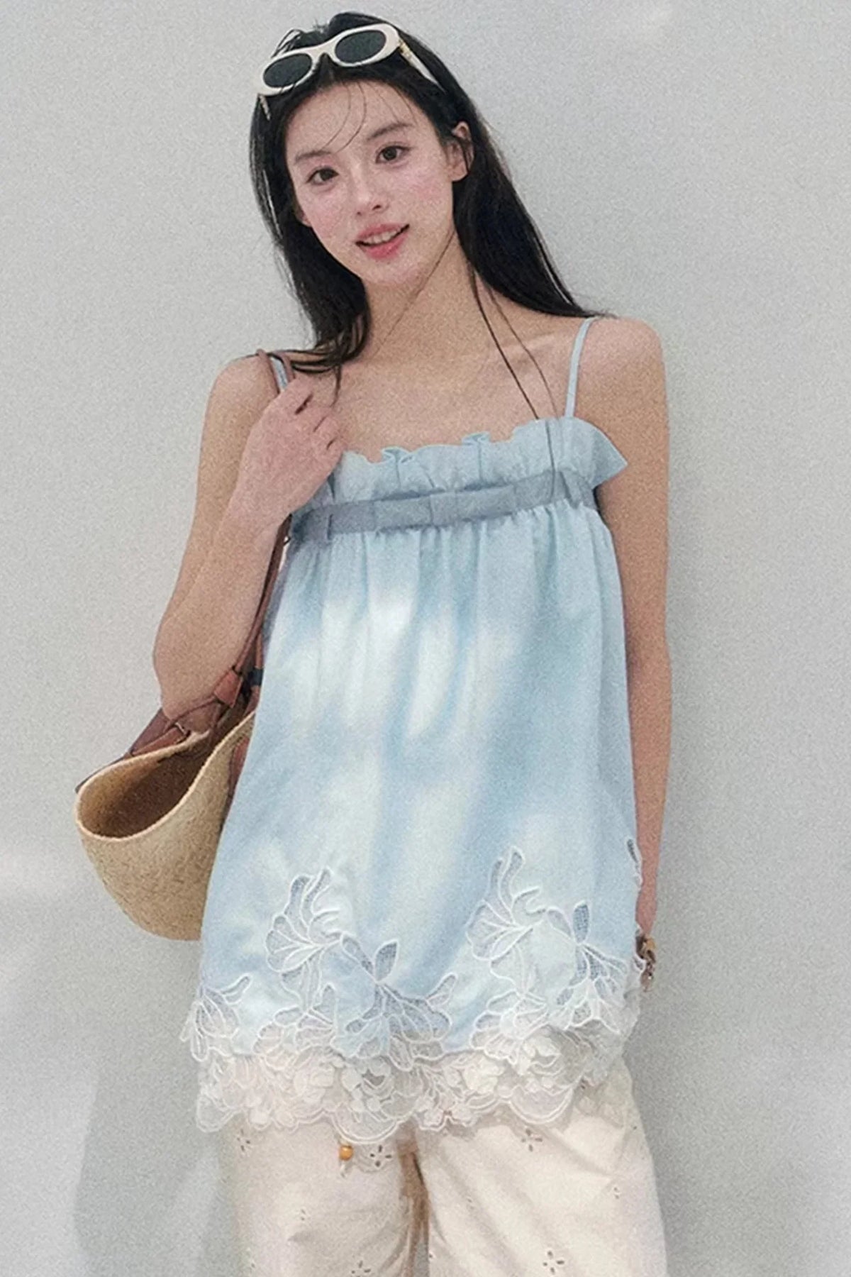 Bouquet-Like Lace Babydoll Top